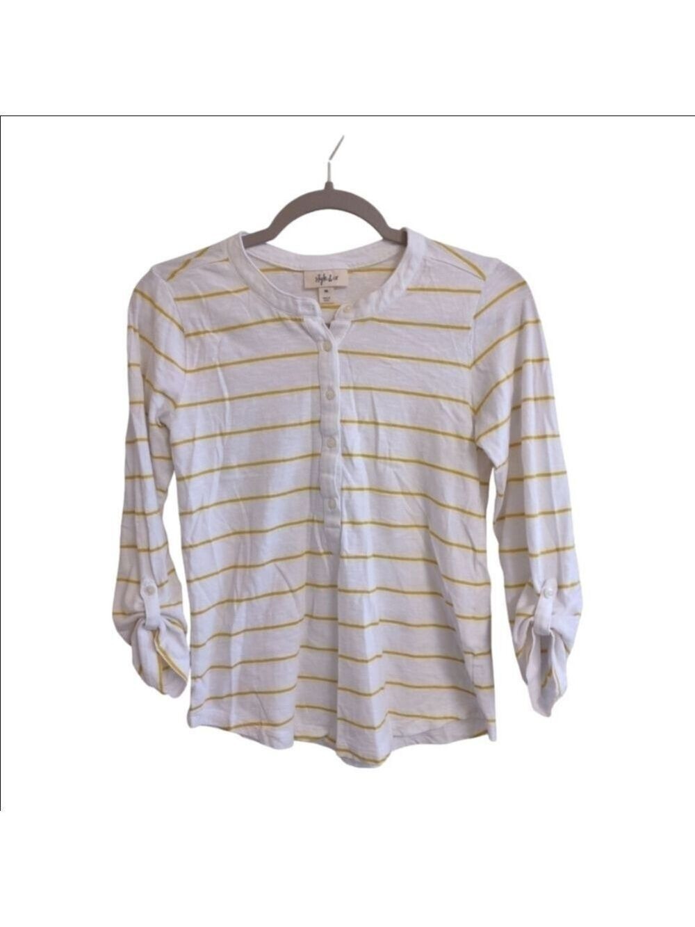 Style & Co Striped Henley T-Shirt XS
